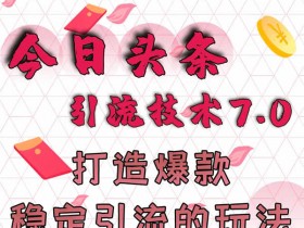 爆粉引流《今日头条引流7.0,稳定引流轻松月入10000+》视频教程