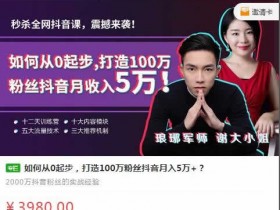 短视频运营《从零开始打造100万粉丝抖音月入5万+》教程完整版
