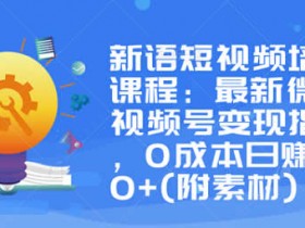 短视频运营《微信视频号运营变现,零成本日赚1000+》视频教程