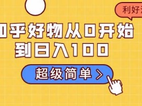 自媒体项目《知乎好物从0开始到日入100 新人零基础训练营》图文教程
