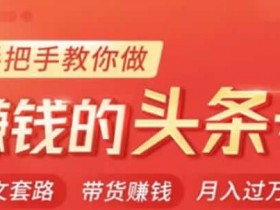 副业项目《今日头条变现课,手把手教你做月入过万的头条号》视频教程