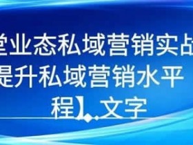 自媒体教程《业态私域营销实战课,教你提升私域营销水平》视频课程