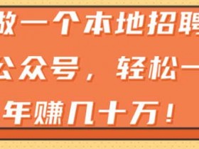 副业项目《做一个本地招聘公众号,轻松一年赚几十万》视频课程