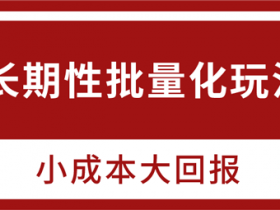 副业项目《长期性批量化玩法项目,小成本大回报》视频教程