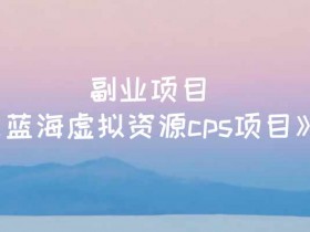 副业项目《蓝海虚拟资源cps项目》视频教程