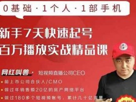 短视频《新手7天快速起号百万播放实战精品课》视频教程