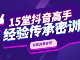 抖音副业《15堂抖音流量密训,高手经验传承》视频教程