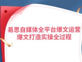 自媒体《自媒体全平台爆文运营,爆文打造实操全过程》视频教程