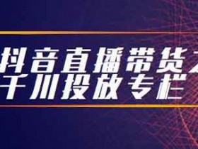抖音副业《抖音直播带货之千川投放专栏》视频教程