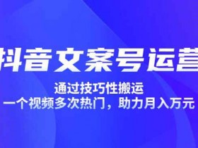 抖音副业《抖音文案号运营课程》视频教程