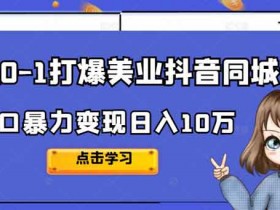 抖音副业《如何从0-1打爆美业抖音同城号变现千万》视频教程