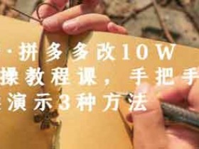 电商运营《拼多多改10W+实操教程课,手把手实操演示3种方法》视频教程