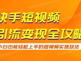 短视频《快手短视频引流变现全攻略》视频教程