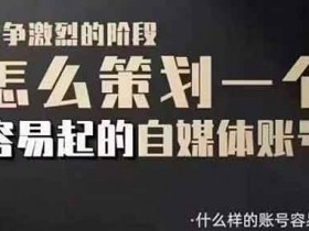 短视频副业《策划一个容易起的自媒体抖音账号》视频教程