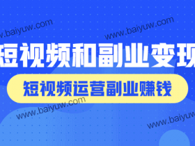 短视频和副业变现技巧,短视频运营副业赚钱!