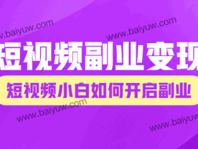 短视频副业变现直播课,短视频小白如何开启副业?