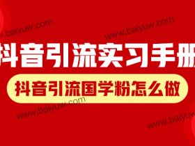抖音引流实习手册,抖音引流国学粉怎么做?