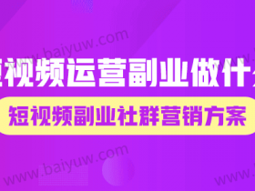 短视频运营副业做什么?短视频副业社群营销方案!
