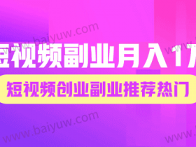 短视频副业月入1万的方法,短视频创业副业推荐热门!