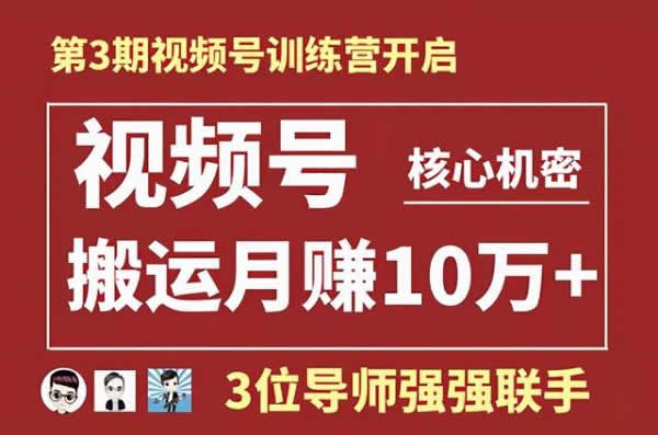 短视频运营《视频号核心教程,用搬运法月入100000+》教程网盘下载