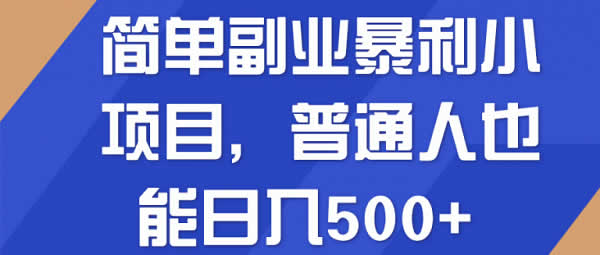 简单易上手暴利小项目《普通人也能日入500+》