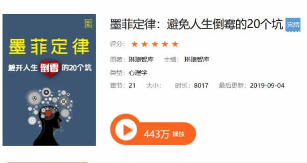 自我提升《墨菲定律 避开人生倒霉的20个坑》音频教程