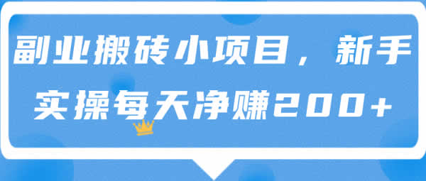副业教程《零基础新手搬砖项目 轻松月入200+》视频教程