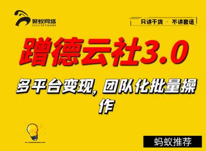 副业教程《聚蚁思维蹭德云社赚钱3.0，多平台变现，团队化批量操作》