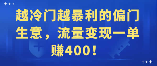 副业项目《冷门暴利项目,流量变现一单400+》视频教程