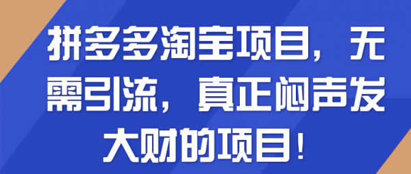 电商副业《拼多多淘宝闷声发大财项目》