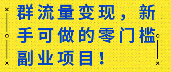 副业项目《 群流量变现,零基础零门槛项目》视频教程