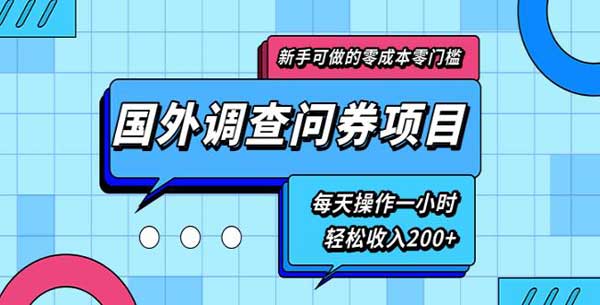副业项目《零基础零门槛国外问卷调查项目,每天一小时收入200+》视频教程