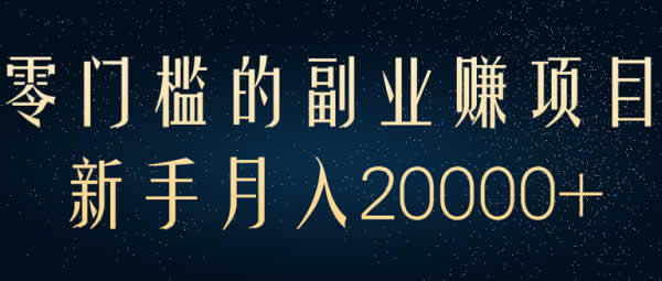 副业项目《零门槛的赚钱项目,新手月入20000+》视频教程