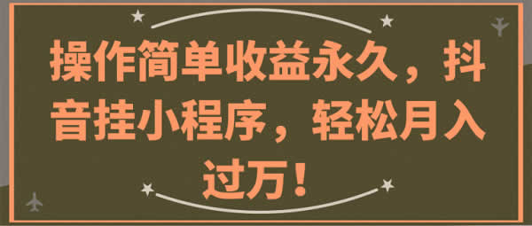 副业项目《抖音挂小程序,轻松月入过万》视频教程