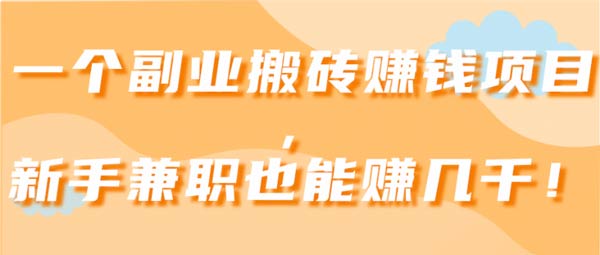 副业项目《新手兼职搬砖也能赚几千》视频教程