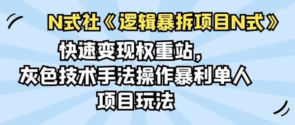 副业项目《快速变现权重站，灰色技术手法操作暴利单人项目玩法》