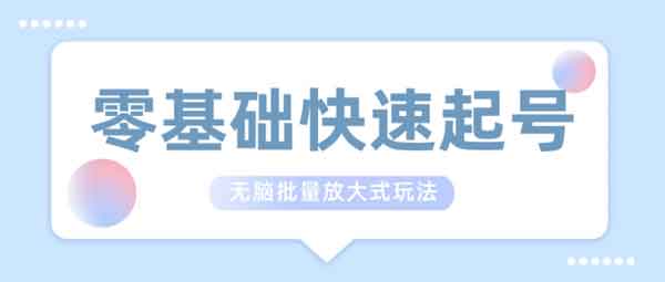 副业项目《零基础快速起号,无脑批量放大式玩法》视频教程