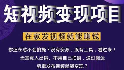 短视频副业《短视频变现项目,在家发视频就能赚钱》视频教程