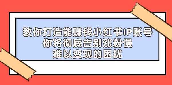 自媒体《教你打造能赚钱小红书IP账号》视频教程