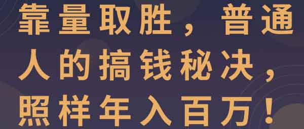 副业运营《靠量取胜，普通人的搞钱秘决，照样年入百万》