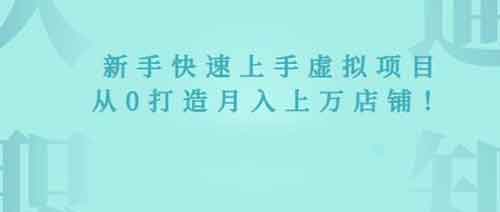 虚拟副业《2022年虚拟项目实战指南，新手从0打造月入上万店铺》