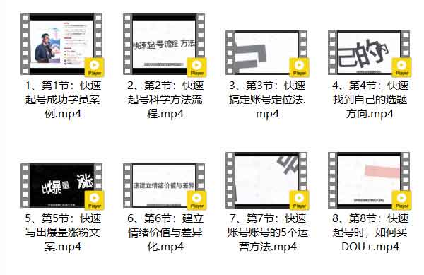 短视频《快速起号实操核心8讲,8天教你做爆自己的账号》视频教程