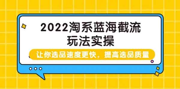 电商运营《2022淘宝蓝海截流攻略》视频教程