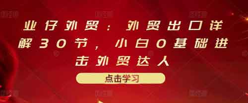 职业提升《外贸出口详解30节，小白0基础进击外贸达人》