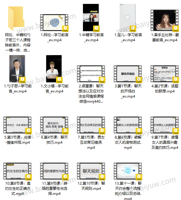 牵手丘比特《高情商训练营》阿伦+半糖+勺子哥+宝儿+文小暖+姜姜视频教程